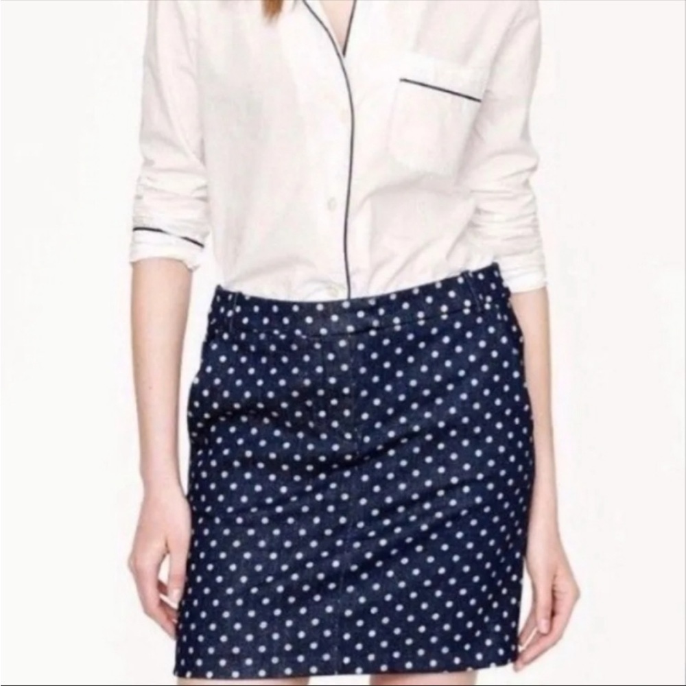 J Crew Denim Polka Dot Mini Skirt